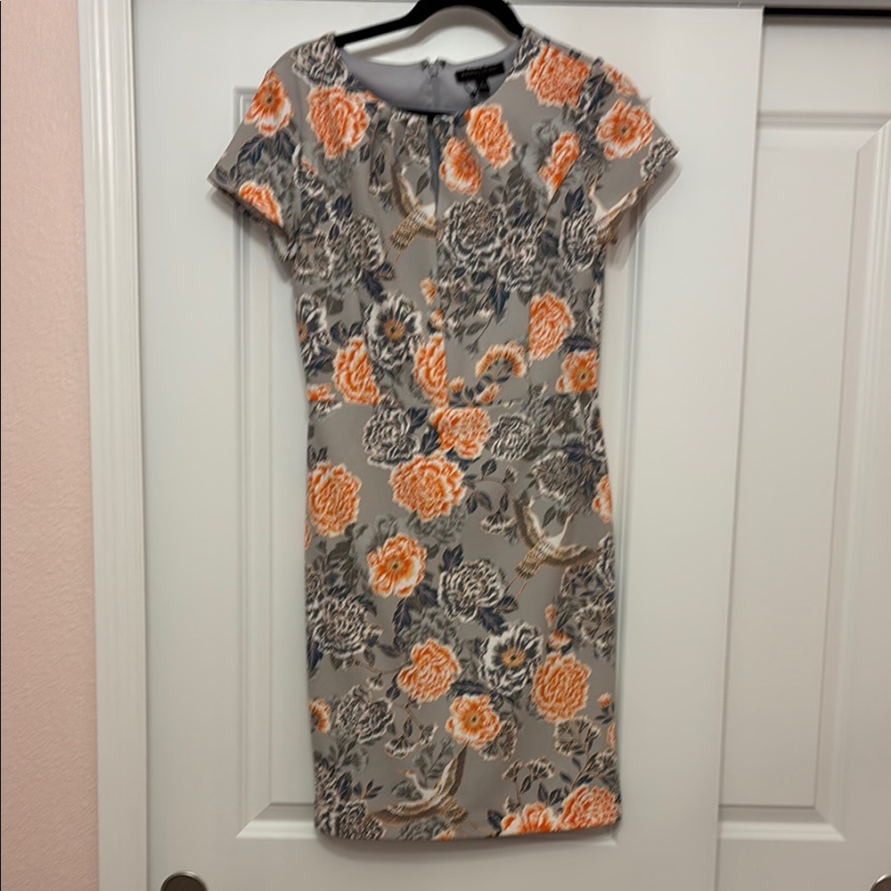 Floral Gray and Orange Dress